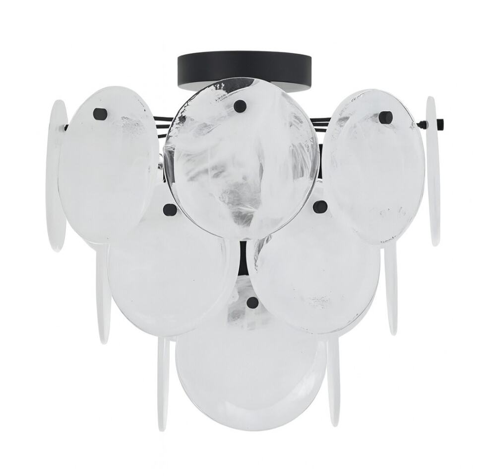 Modern 4-Light Flush Mount Matte Black Glass Ceiling Light Fixture Chandelier